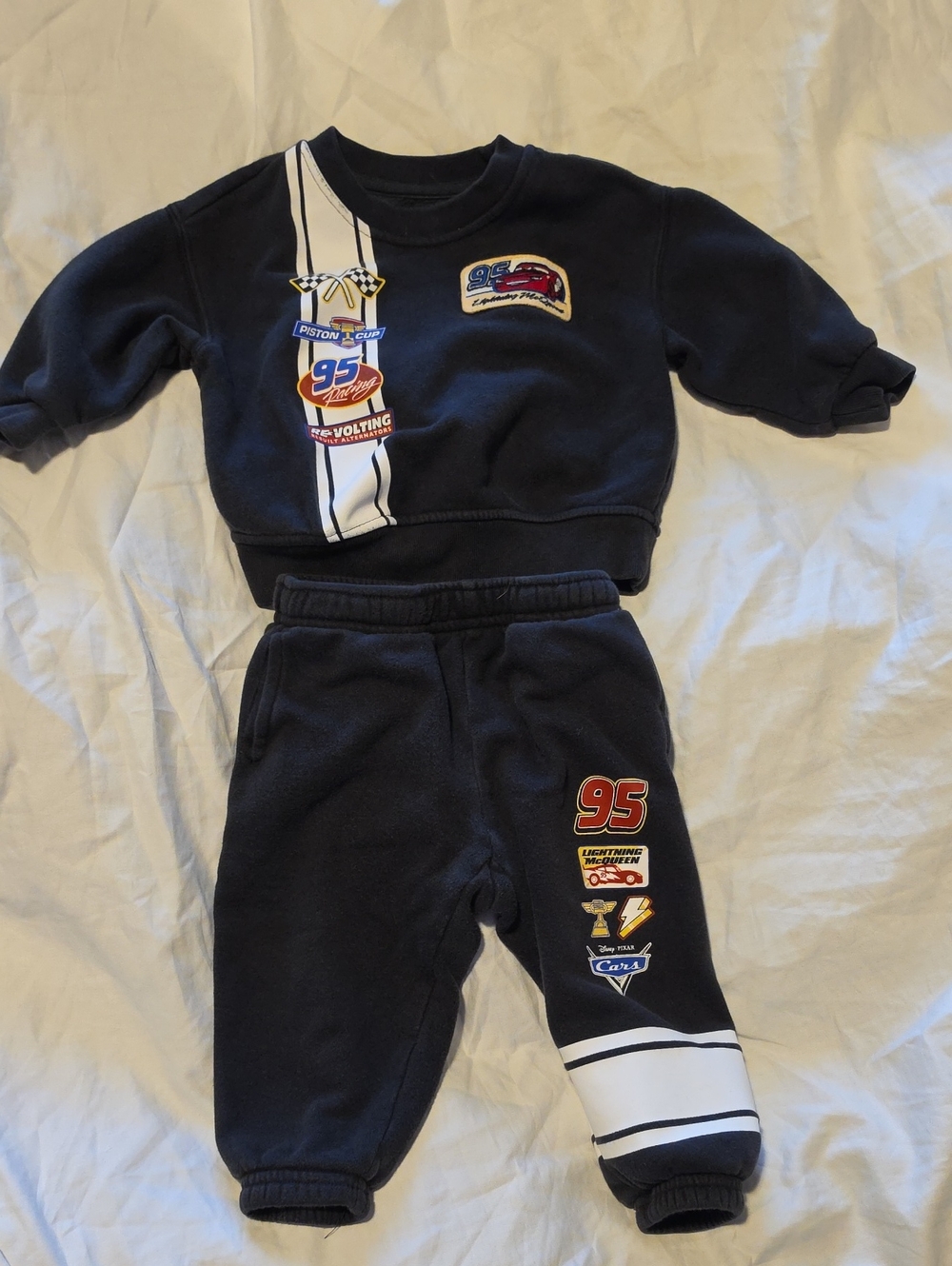 GAP Disney Black & White Kids Sweatshirt and Joggers Set - Lightning McQueen